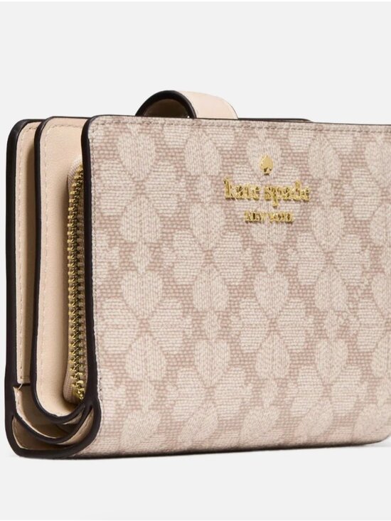 kate spade Handbags - New Kate Spade Signature Spade Flower Medium Bifold Wallet Dark Beige Moon Dust